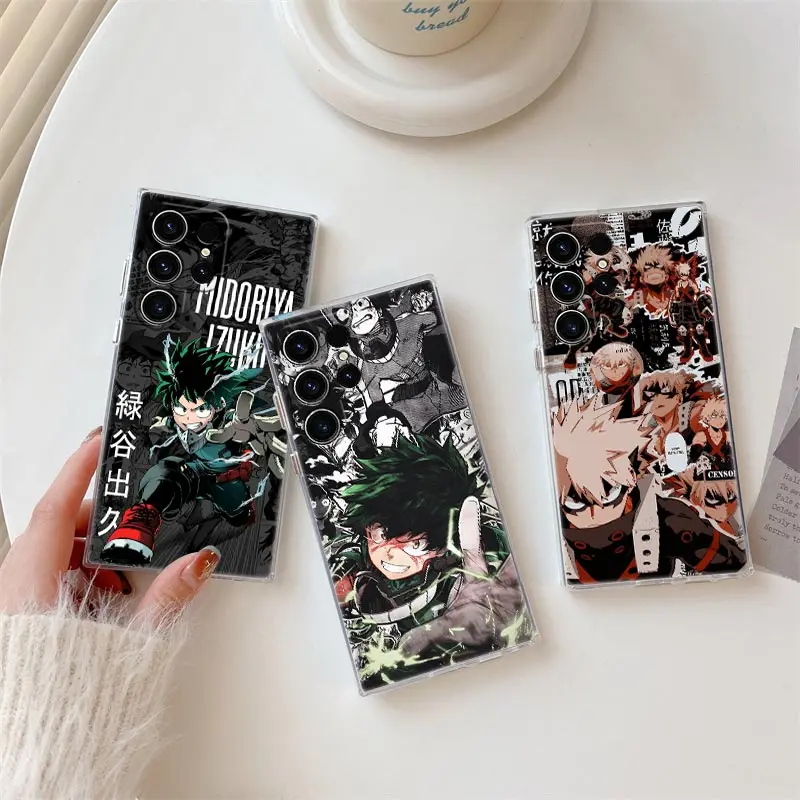 

S25Ultra Clear Case For Samsung Galaxy S25 S24 S23 Ultra S20 S21 FE S22 Plus A56 A55 A36 A26 Phone Cover My Hero Academia Manga