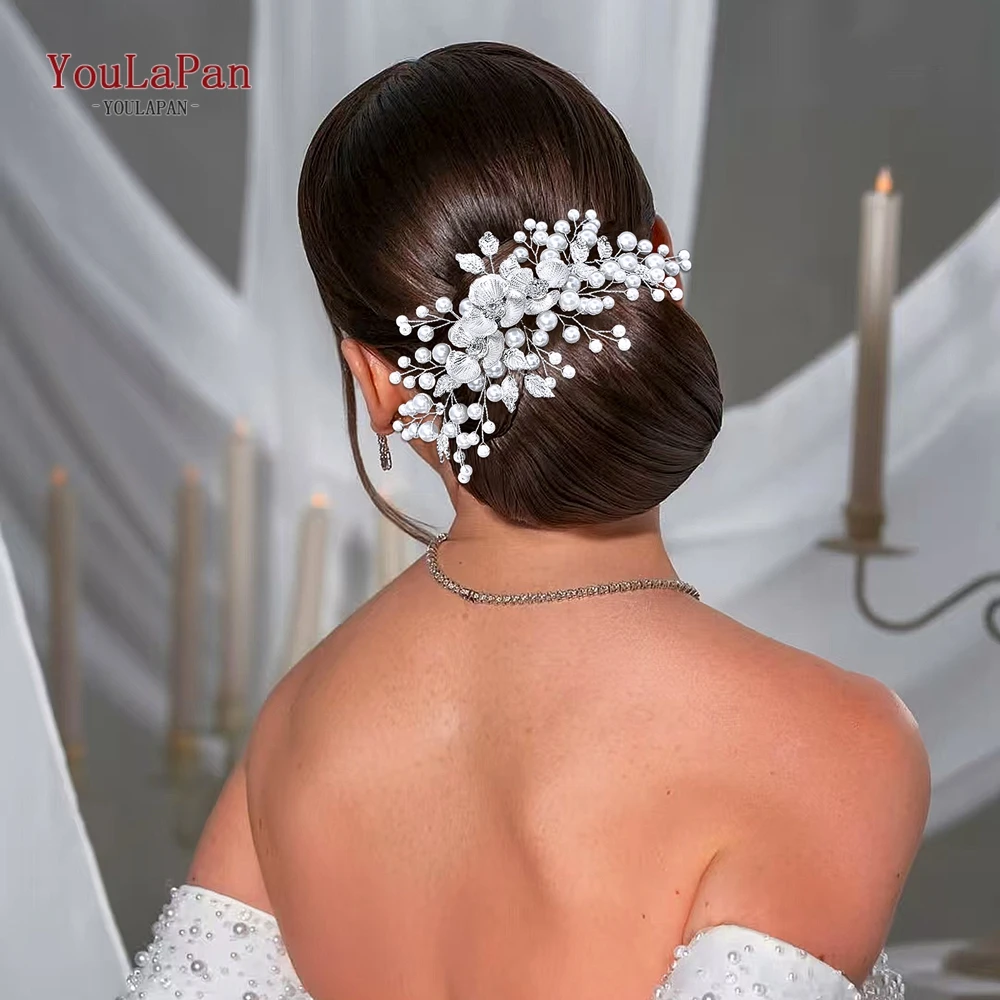 

YouLaPan Elegant Pearl Hair Comb Bride Alloy Flower Headdress Wedding Hair Accessories Party Fashion Headwear Holiday Gift HP921