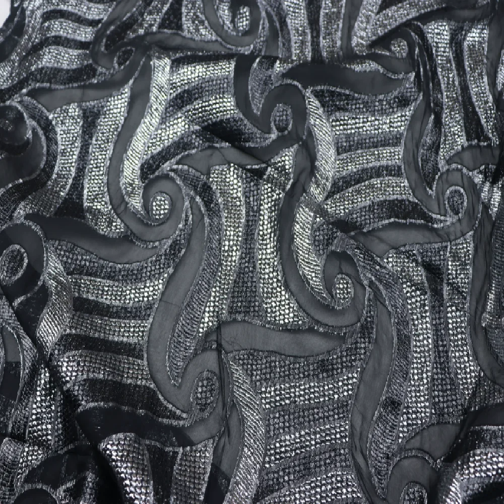 

New Coming Dark Navy Shiny Lurex Metallic Silk Fabric for Fashion Girl Party Evening Dress Clothes Garment Luxury