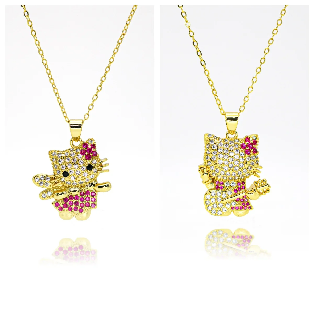 

Miniso в стиле хип-хоп, милый сладкий бриллиантовый кот, ожерелье с подвеской KT, роскошное ожерелье с мультяшным котом, элегантные модные украшения