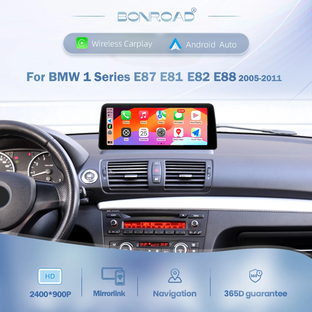 BONROAD per BMW Serie 1 E87 E81 E82 E88 2005-2011 CIC CCC Senza Sistema Schermo di Fabbrica 12.3'' Schermo Radio Touch per Auto con Carplay Wireless Android Auto Android Auto RDS Navigazione GPS WIFI
