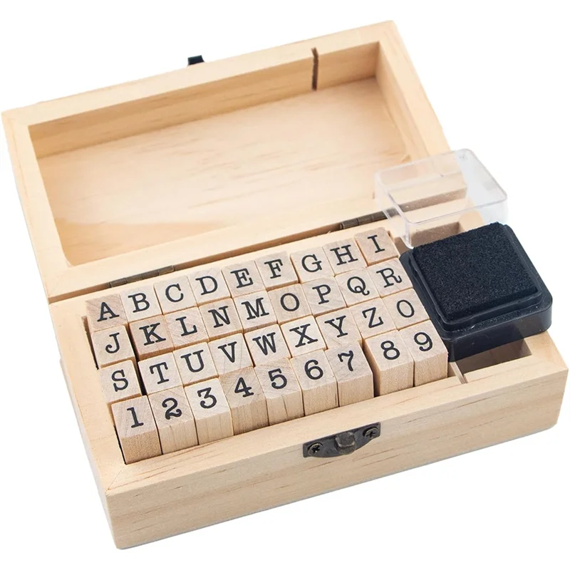 

Fresh Alphabet Letter Number Wooden Rubber Stamps(36 Pcs), For Card Making- Multipurpose Wood Stamp Set In A Wooden Box