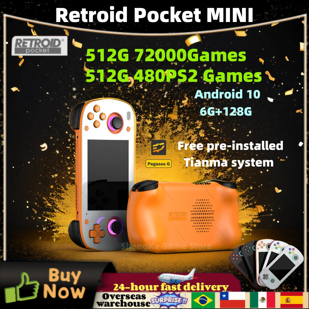 

Retroid Pocket MINI Retro Handheld Game Console 3.7 Inch OLED HD Screen Android 6G+128G RPMINI Video Game Console SD865 PSP PS2