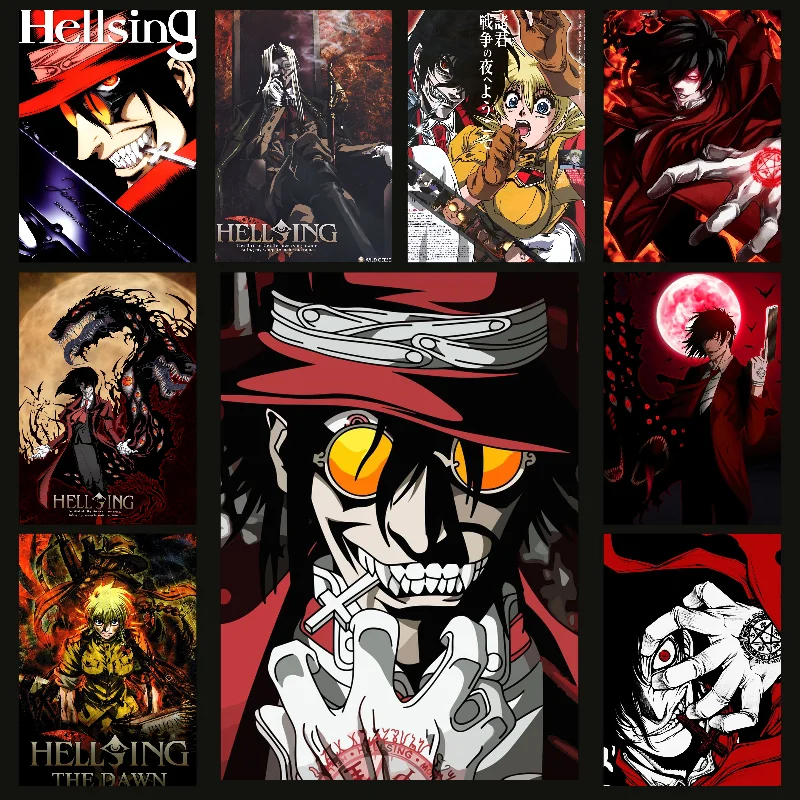 anime Alucard hellsing  Poster Self-adhesive Art Waterproof Paper Sticker Coffee House Bar Room Wall Decor