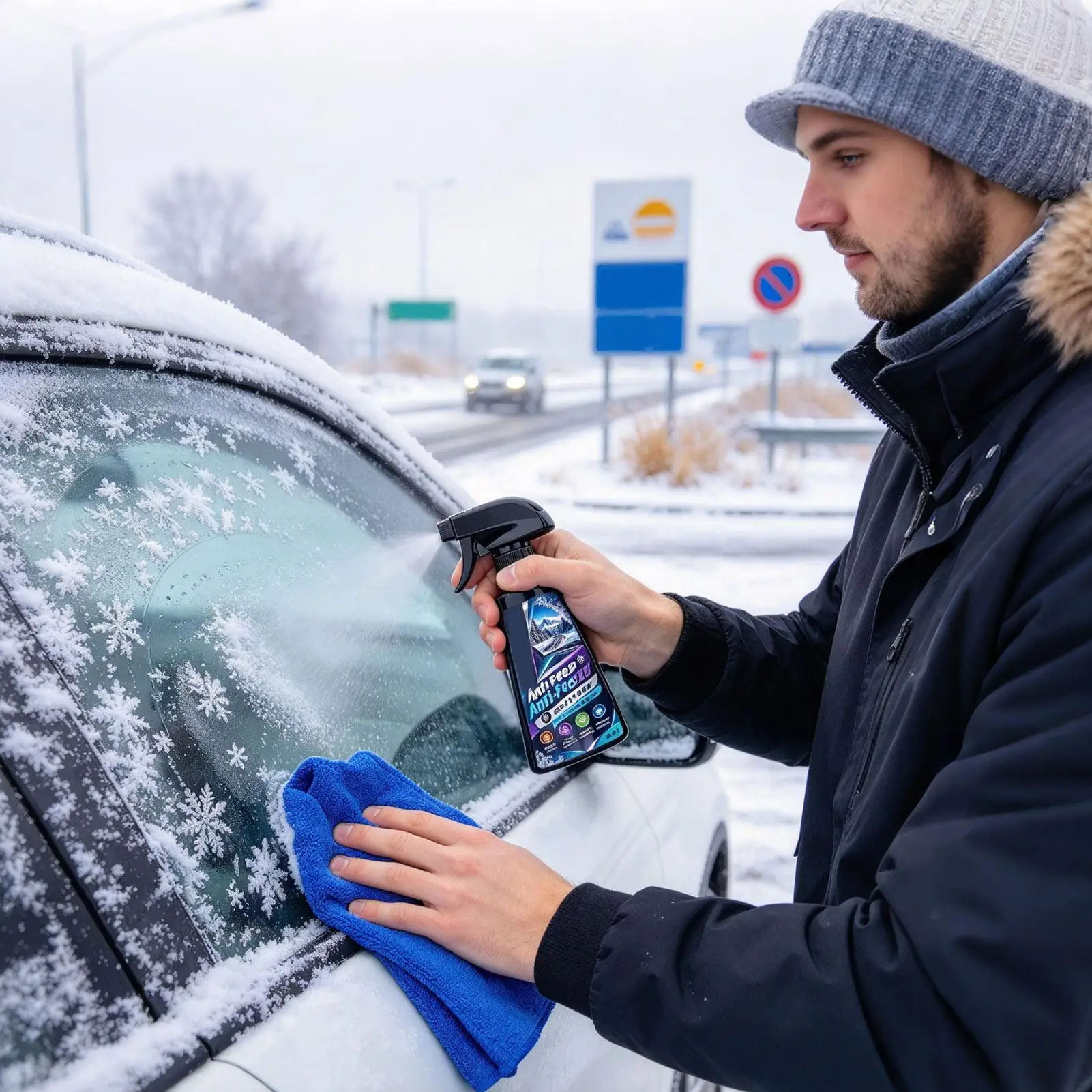 窓用スノースプレー-200ml。速効性で、長時間効果が持続する防曇コーティング剤。冬の車内、家庭、庭、屋外での使用に最適。
