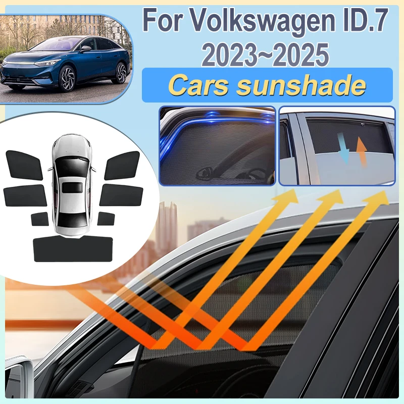 

For Volkswagen VW ID7 2023 2024 2025 ID 7 Car Window Sun Shade Protector Foldable Mesh Privacy Sun Shield Cover Auto Accessories