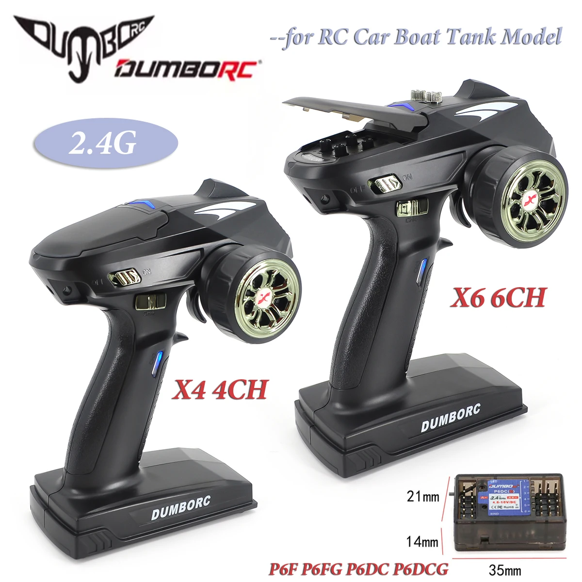 

DUMBORC X6 X4 Передатчик 2.4G 4CH/6CH P6F P6FG P6DCG Гироскопический приемник для 1/10 1/8 RC автомобиля Гусеничный осевой SCX10 D90 Модель лодочного танка