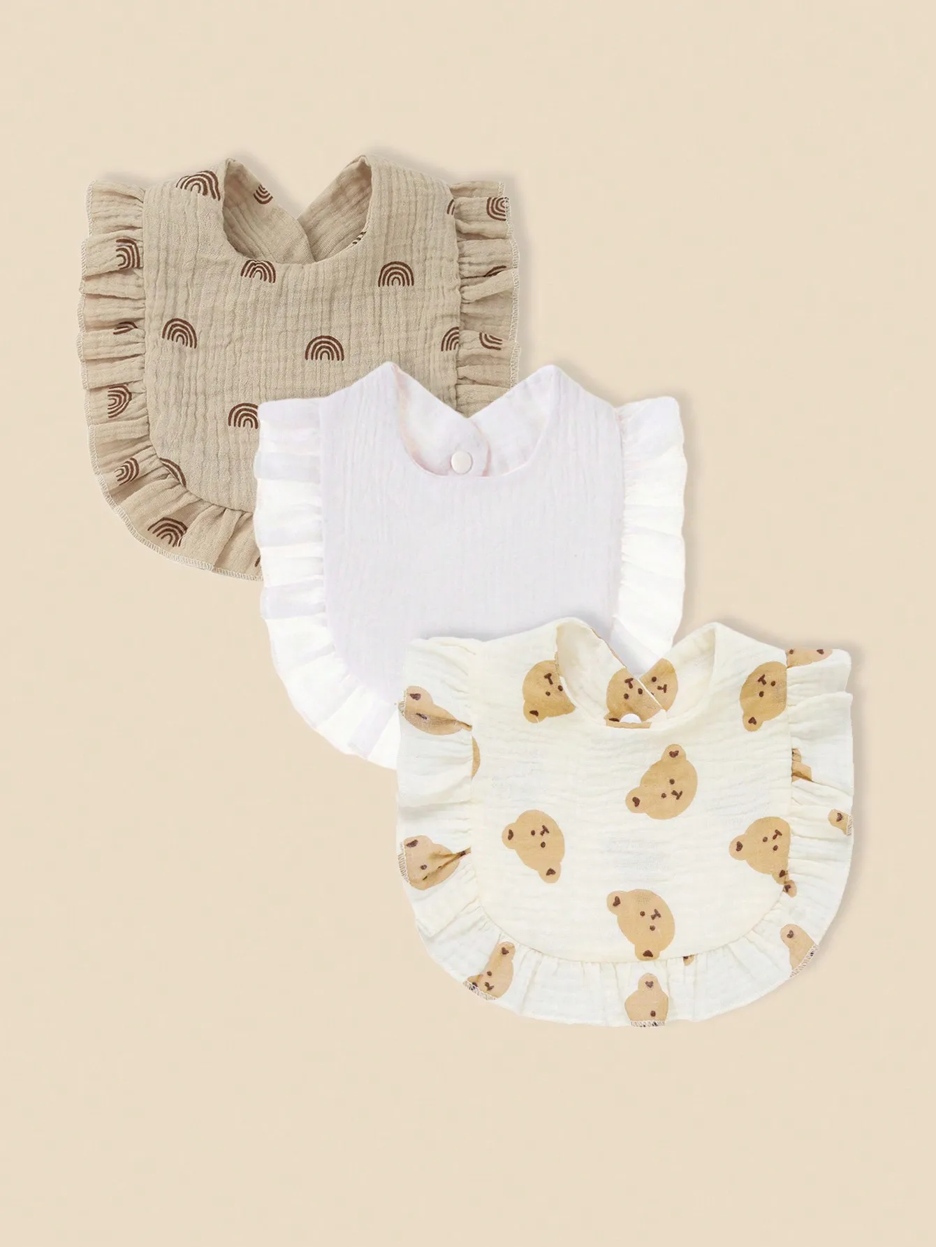 

3pcs/Set Korean Style Baby Feeding Drool Bib Ruffle Floral Infants Saliva Towel Cotton Bibs Ruffle Trim Custom Design Baby Bibs