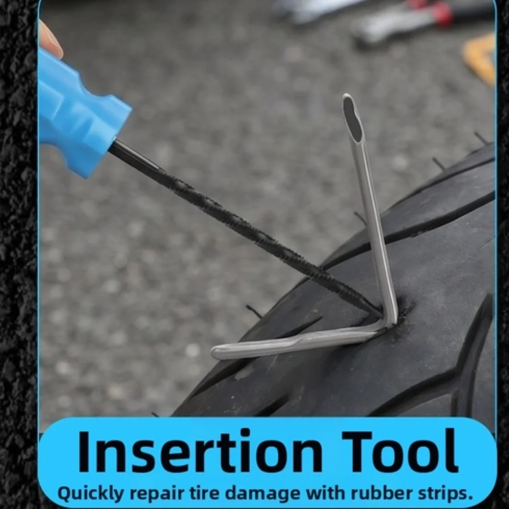 45 Pcs Tire Repair Kit Blue ABS Rubber Puncture Fix Tool With Glue Strips For Car Motorcycle Bike Vehicle Maintenance