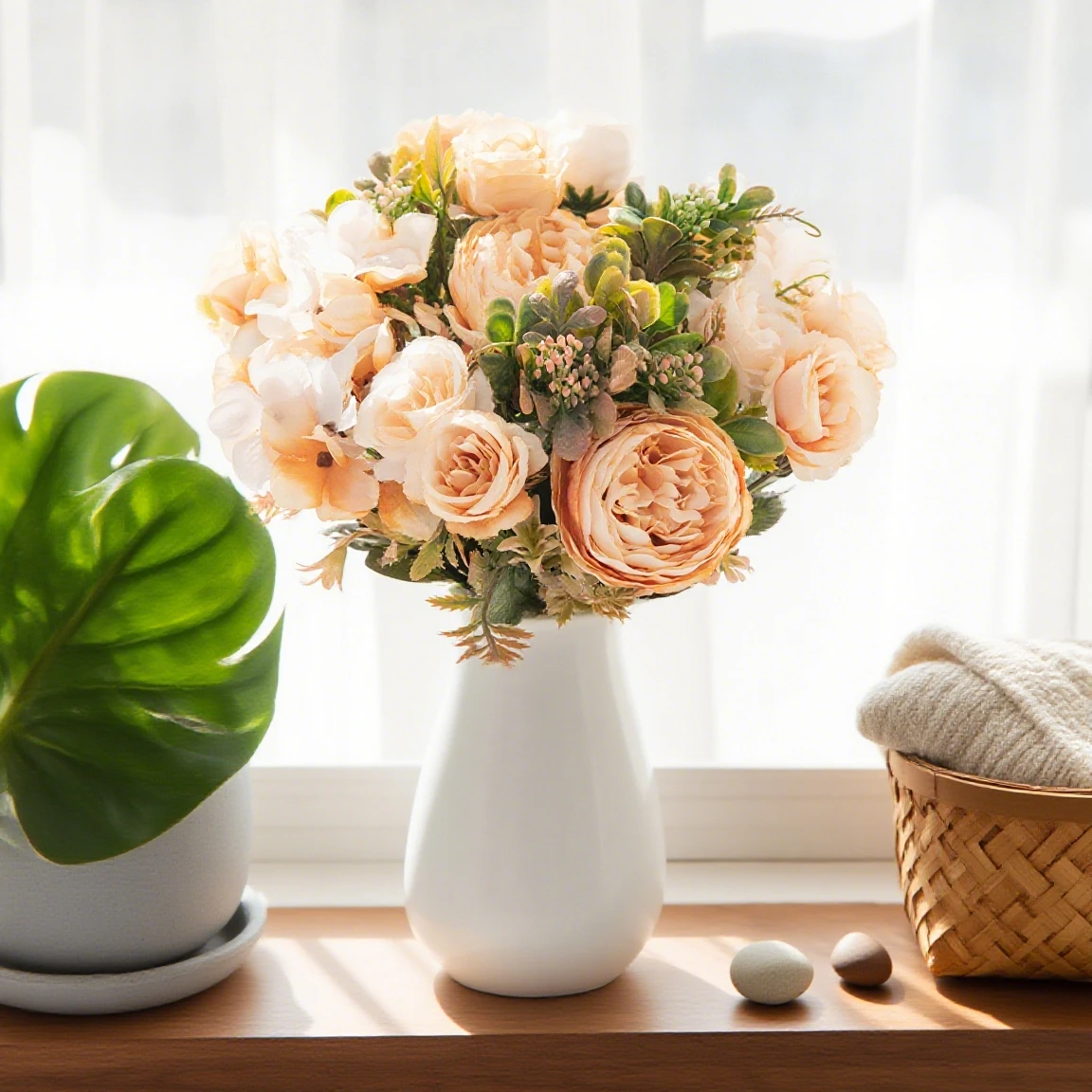 

1Pc Artificial Peony Flowers Wedding Festival Home Room Table Decoration Garden Accessories Silk Hydrangea Handmade Fake Plants