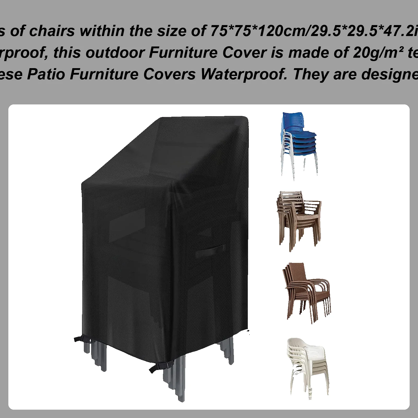 

Patio Chair Cover Furniture Covers Outdoor Garden Stackable Patio Furniture Covers Waterproof Oxford Polyester Cover for Outdoor