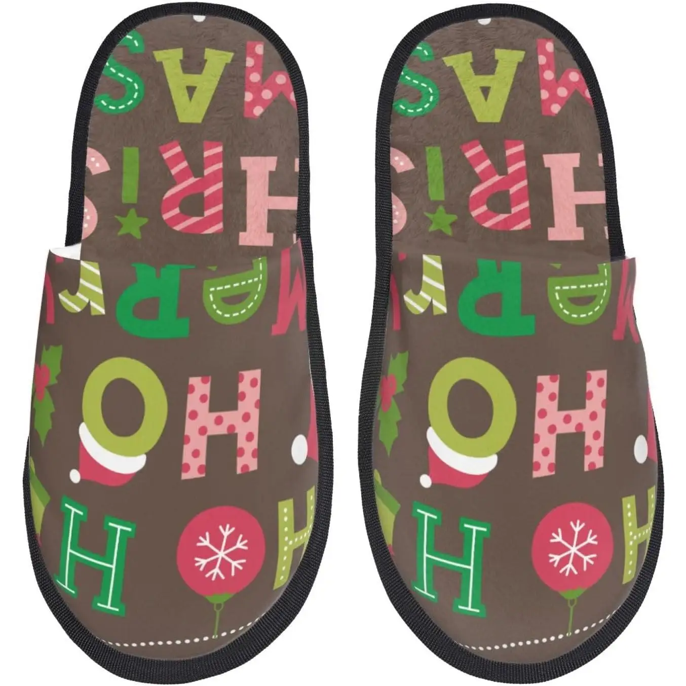

Merry Christmas Print Women Slippers Home Furry Shoes Keep Men Couples Shoes Warm On Indoor Outdoor Plush House Slippers