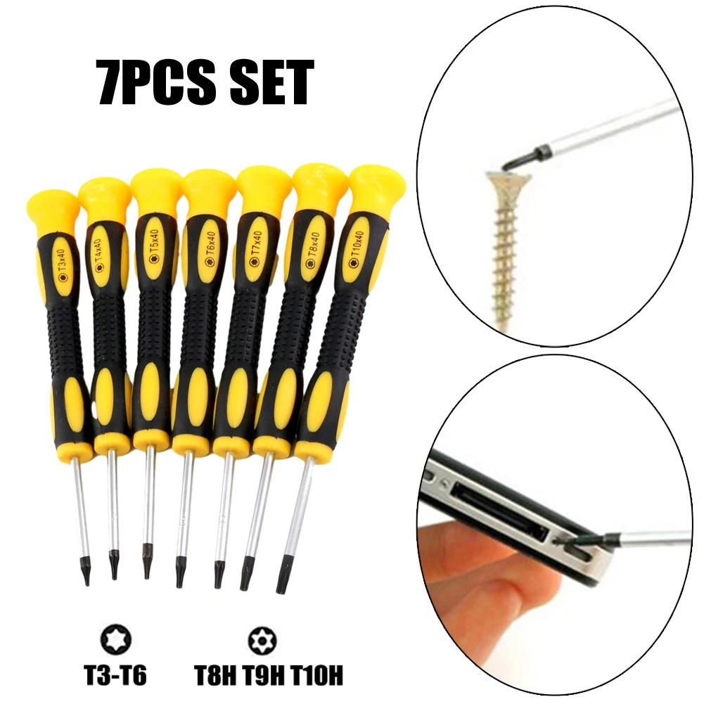 7pcs Torx Screwdriver Bit Set T3 T4 T5 T6 T7 T8 Mini Hexagon Screwdriver Game Console Handle Disassembly Repair Tools