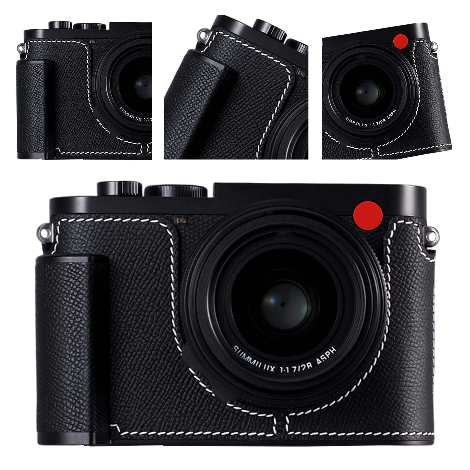 Opening Real Leather Camera Half Cases Bag Bottom Suitable For Leica Q3 Handmade camera accessories