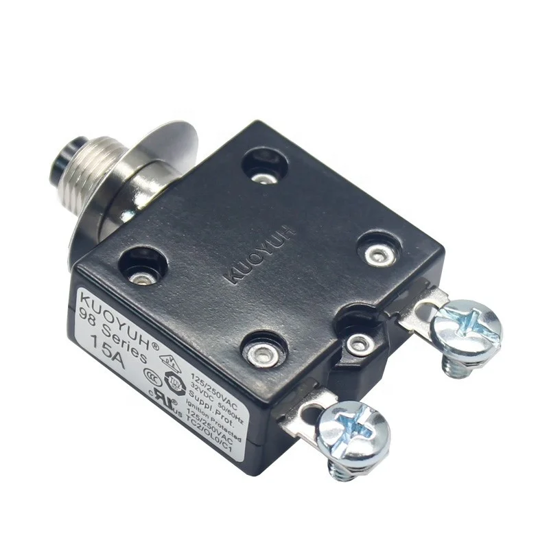 

KUOYUH 98 Series 3A-50A 250VAC Manual Reset Thermal Overload Protector Switch Mini Circuit Breaker
