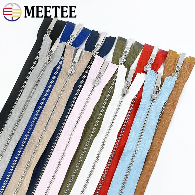 

Meetee 2Pcs 3# Metal Zippers 40-70cm Open-end Zips Handbag Down Jacket Auto Lock Zipper Sewing Closure Zip Repair Accessories