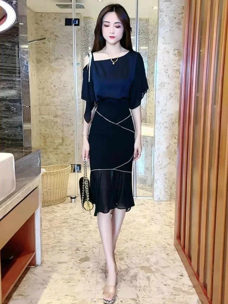 

Midi Women's Two Skirt Piece Set Promotion Formal Event New in Matching Sets Stylish Festival Vintage Full Jacket Female Outfits