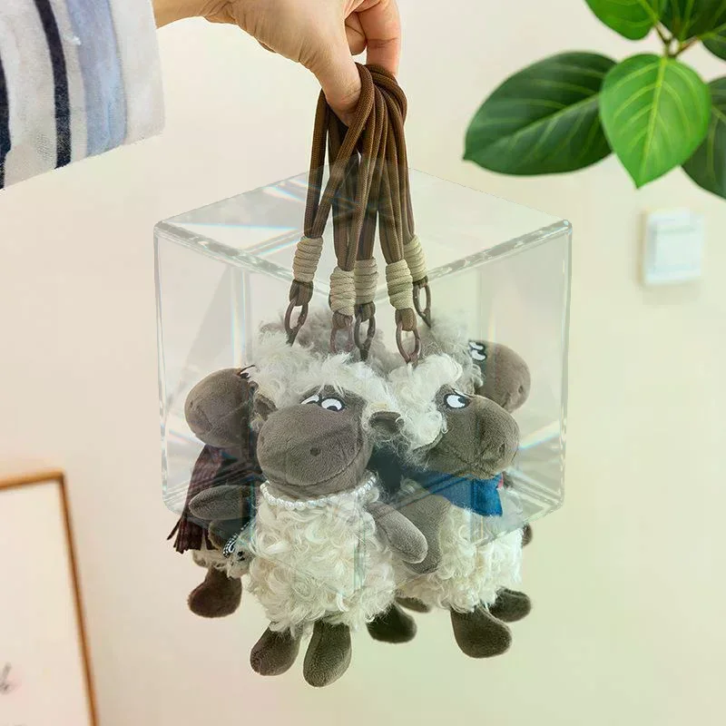 13cm Cute Vintage Curly Sheep Plush Keychain Soft Handmade Plush Animal Pendant For Backpack Key Decoration Birthday Gift