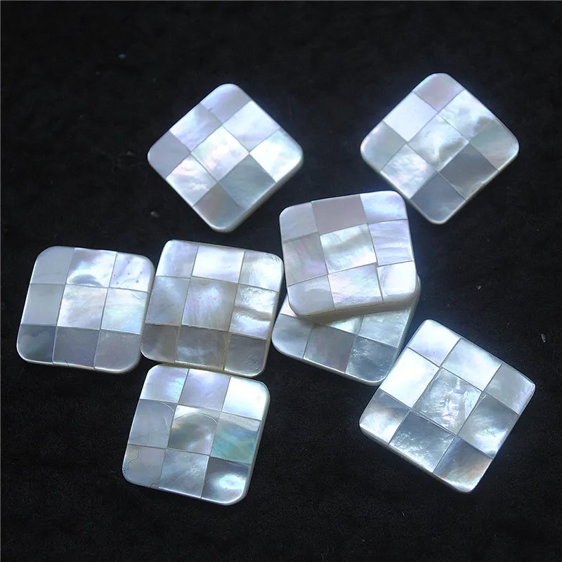 4PCS Saltwater White shell Cabochons Square Shape NO Hole 18x18MM Mosaic Stick Handcraft Making Findings DIY