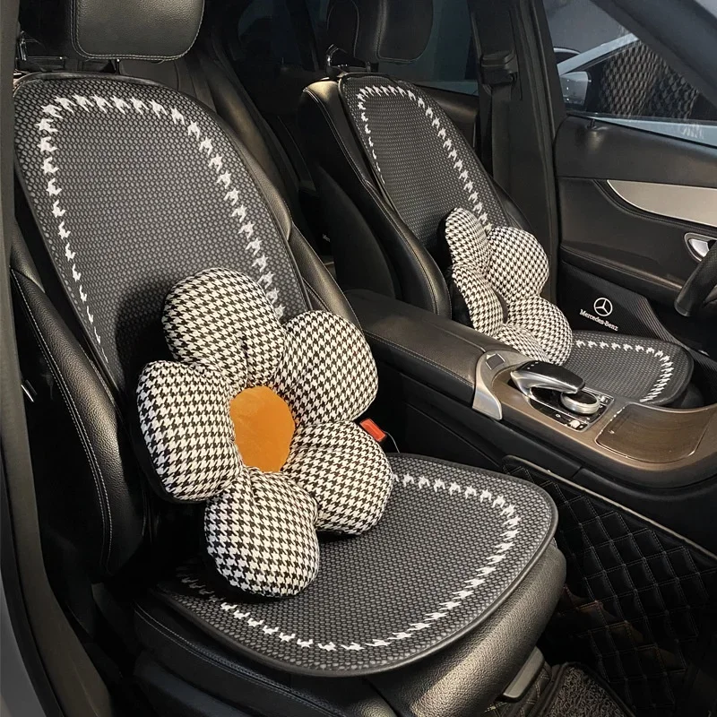 Car Cushion Single Piece of Thousand Birds Check Small Waist Rear Car Cushion Seat Cushion Three Sets of Four Seasons Universal