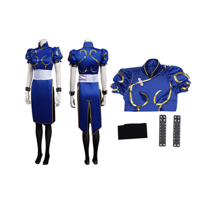 Fighter Chun Li Cosplay Costume Cheongsam Dress Adult Women Girls Outfits Halloween Carnival Party Suit