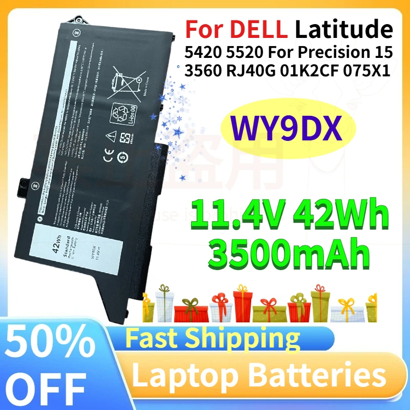 

Brand New WY9DX 11.4V 42Wh 3500mAh Laptop Battery for DELL Latitude 5420 5520 For Precision 15 3560 RJ40G 01K2CF 075X1