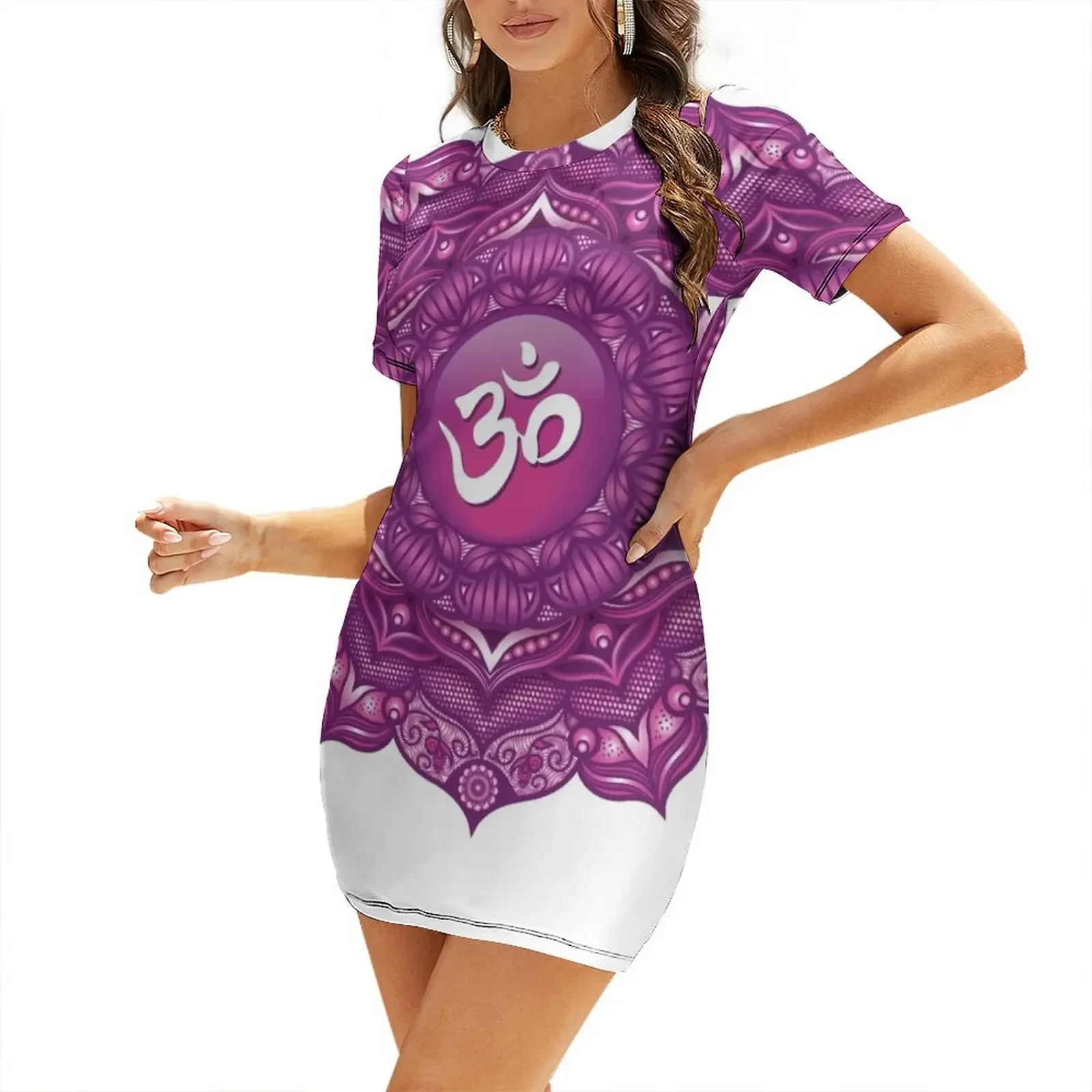 

Crown Chakra Mandala - 02 OWBG Short-Sleeved Dress dress party evening elegant luxury celebrity dresses women summer 2026