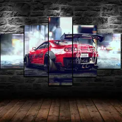 TOYOTA SUPRA MK4 Race Sports Car 5 Panel Canvas Print Wall Art Poster Home Decor Pictures Room Decor Paintings HD Print 5 Pieces