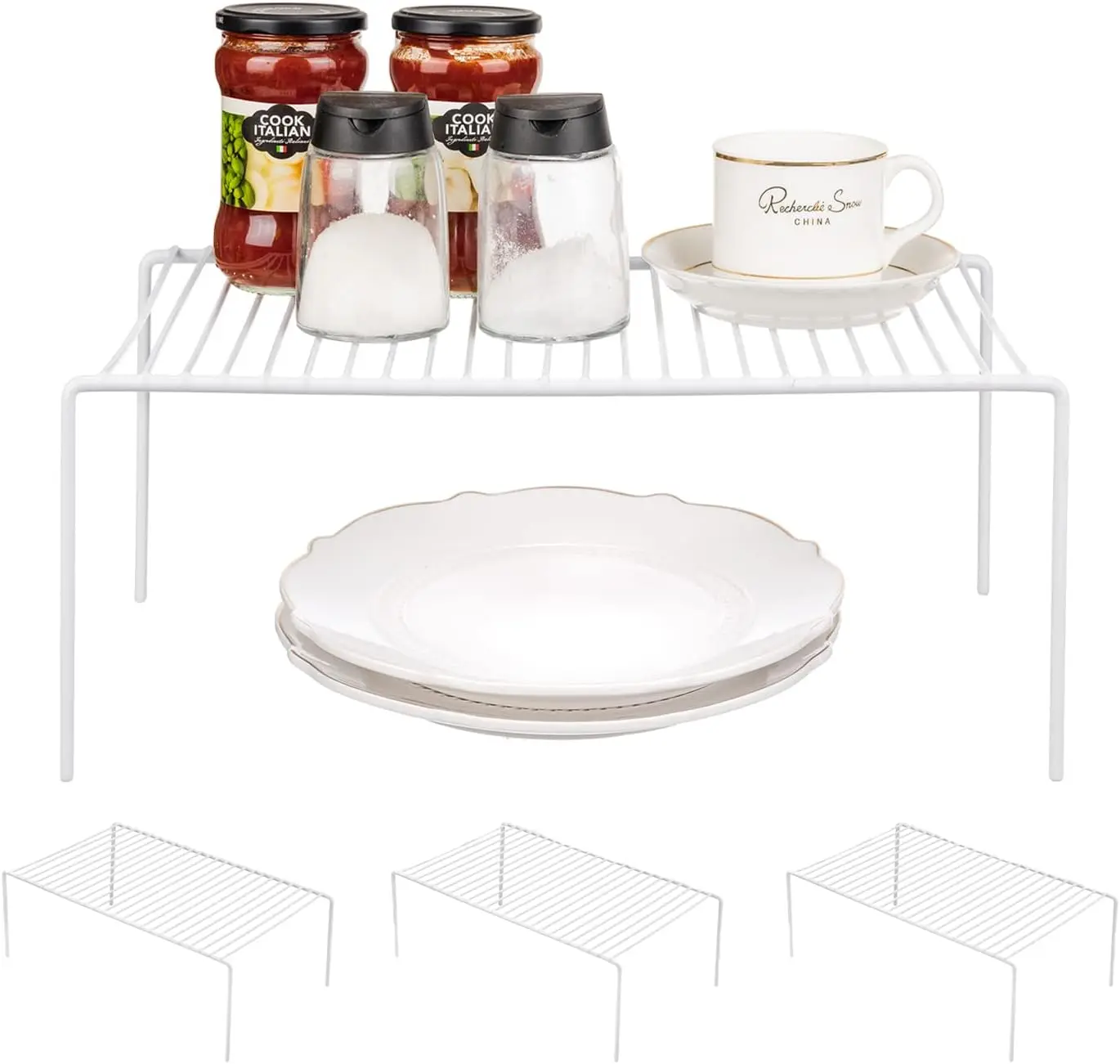 

Средняя нержавеющая полка для шкафа размером 13 x 9,4 дюйма, набор из 4 шт. для хранения в кухне, холодильнике, в ванной комнате