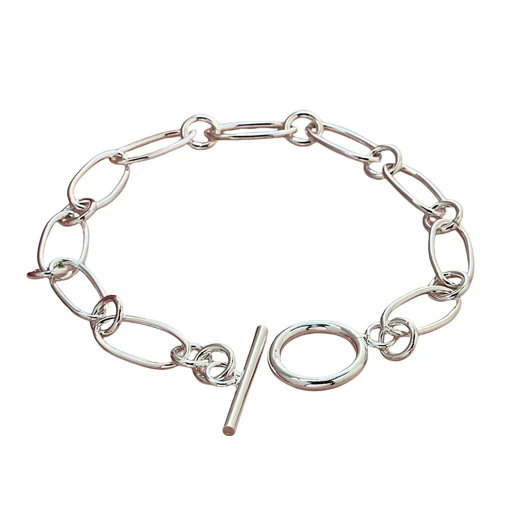 925 Sterling Silver Bracelet Paper Clip TO Fashion Women Wedding Party Gift Jewelry