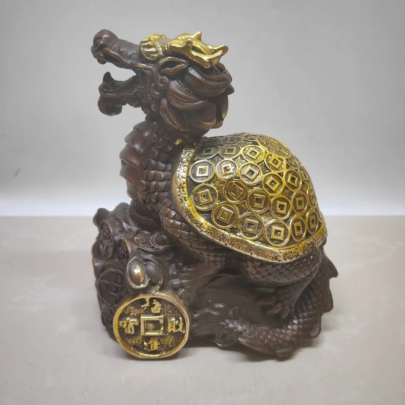 Bronze Money Dragon Turtle Home Car Office Decoration Gift Ornament Craft