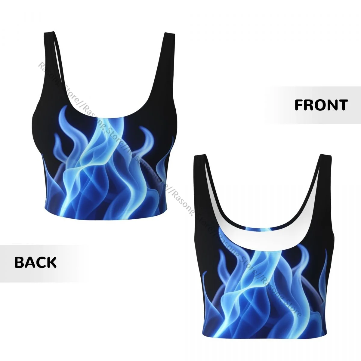 Chaleco de Yoga para mujer, Tops cortos deportivos para gimnasio, ropa de calle con textura de fuego azul, camiseta sin mangas transpirable para entrenamiento para mujer