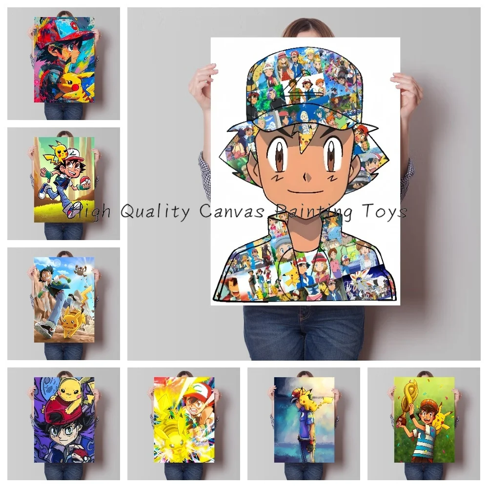 

Pokemon Pikachu and Ash Ketchum Graffiti Anime Canvas Posters and Prints Wall Art Picture for Living Room Children Gift Painting