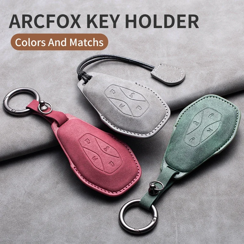 For Arcfox Car Key Case For ARCFOX Alpha S Alpha T αS αT GT ECF ARCFOX-7 Leather Car Key Cover Protector