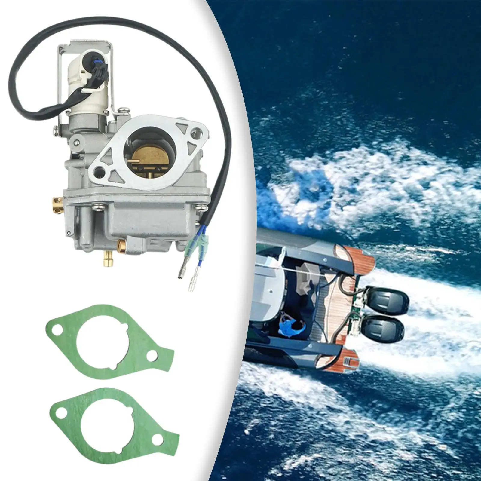 

Комплект для замены карбюратора из серебристого алюминиевого сплава для лодочных моторов, простая установка, для использования с подвесными двигателями