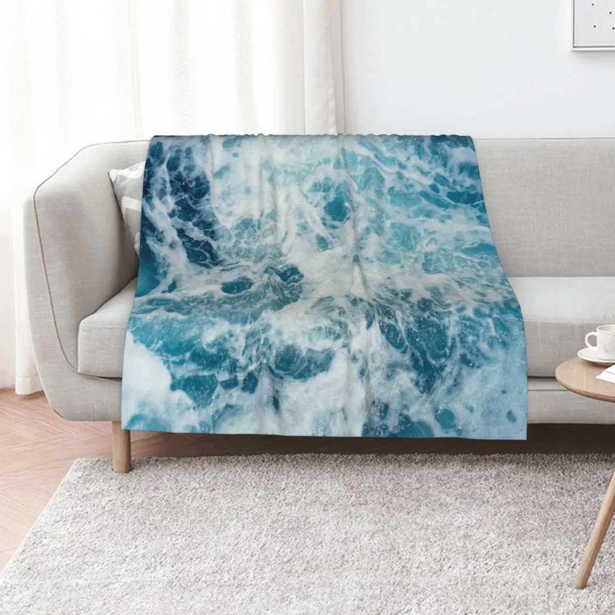 

Sea Waves in the Ocean Throw Blanket Furrys Cute Plaid sofa bed wednesday Blankets