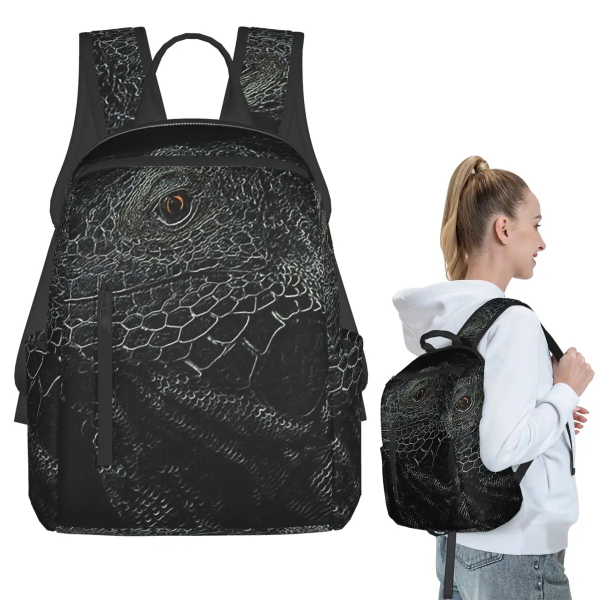 Realistic Iguana Lizard Green Reptile Backpack Student BookBag Children School Bag Laptop Shoulder Bags Boys Girls