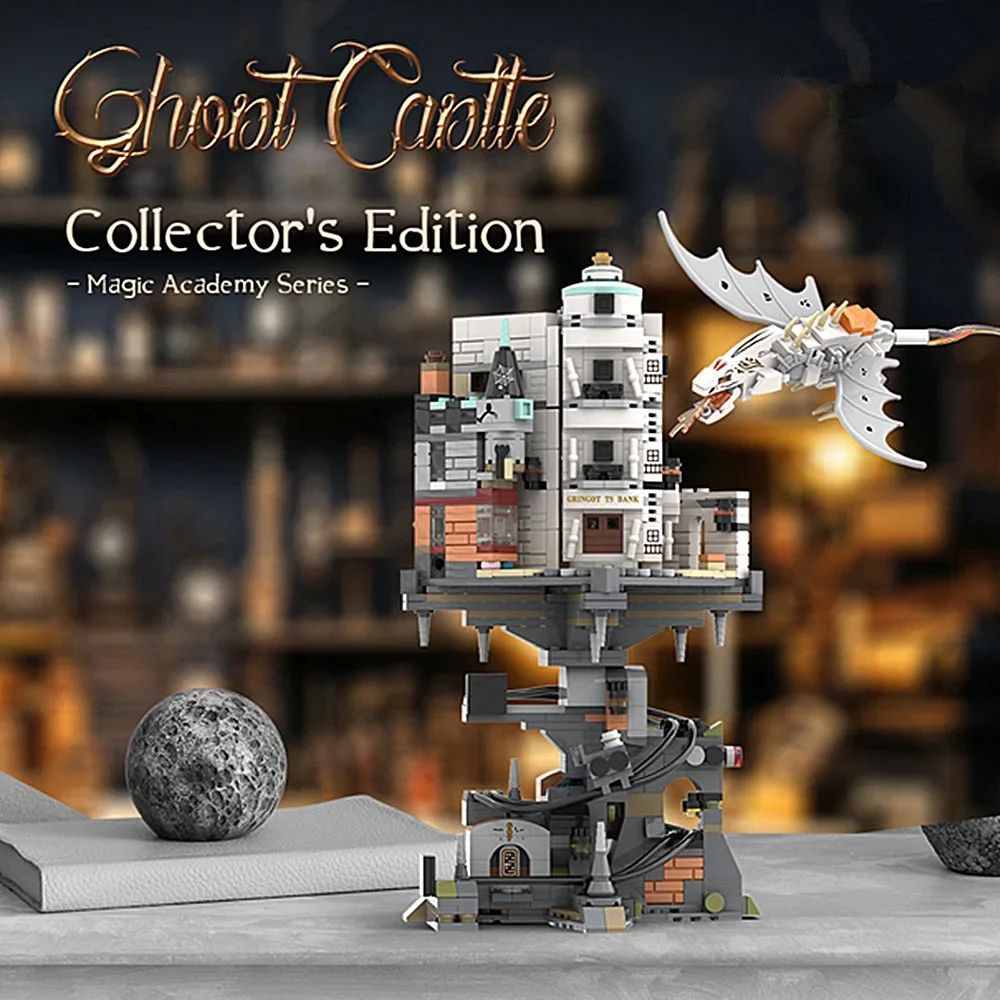 1056 Stück Akademie Harris magische Burg Ghost Bank Castle College Street view Modell Baustein Ziegel Geschenk Spielzeug