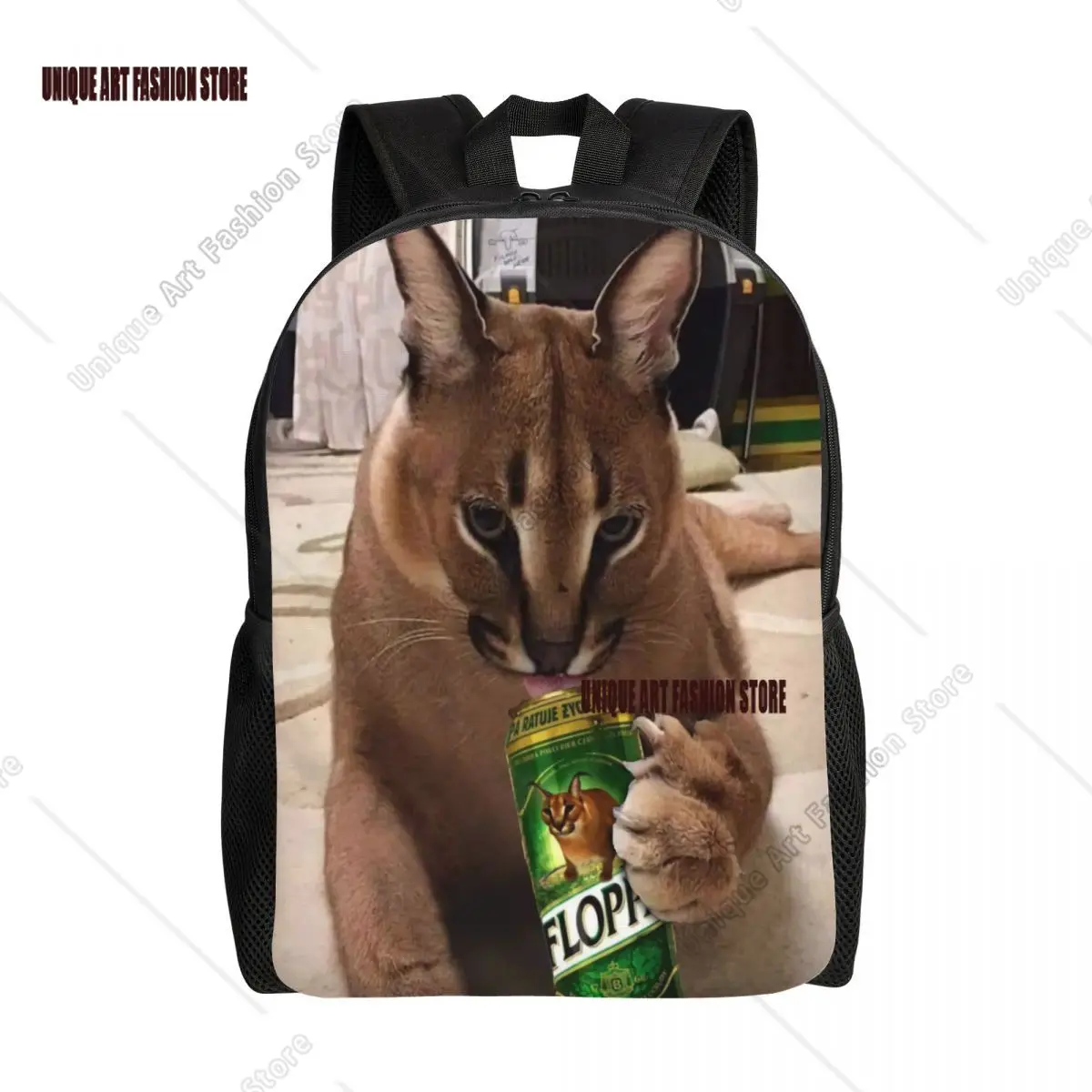 

Рюкзак Caracal Floppa Drink для женщин и мужчин, водостойкий школьный рюкзак с забавным котом, сумка для книг с принтом