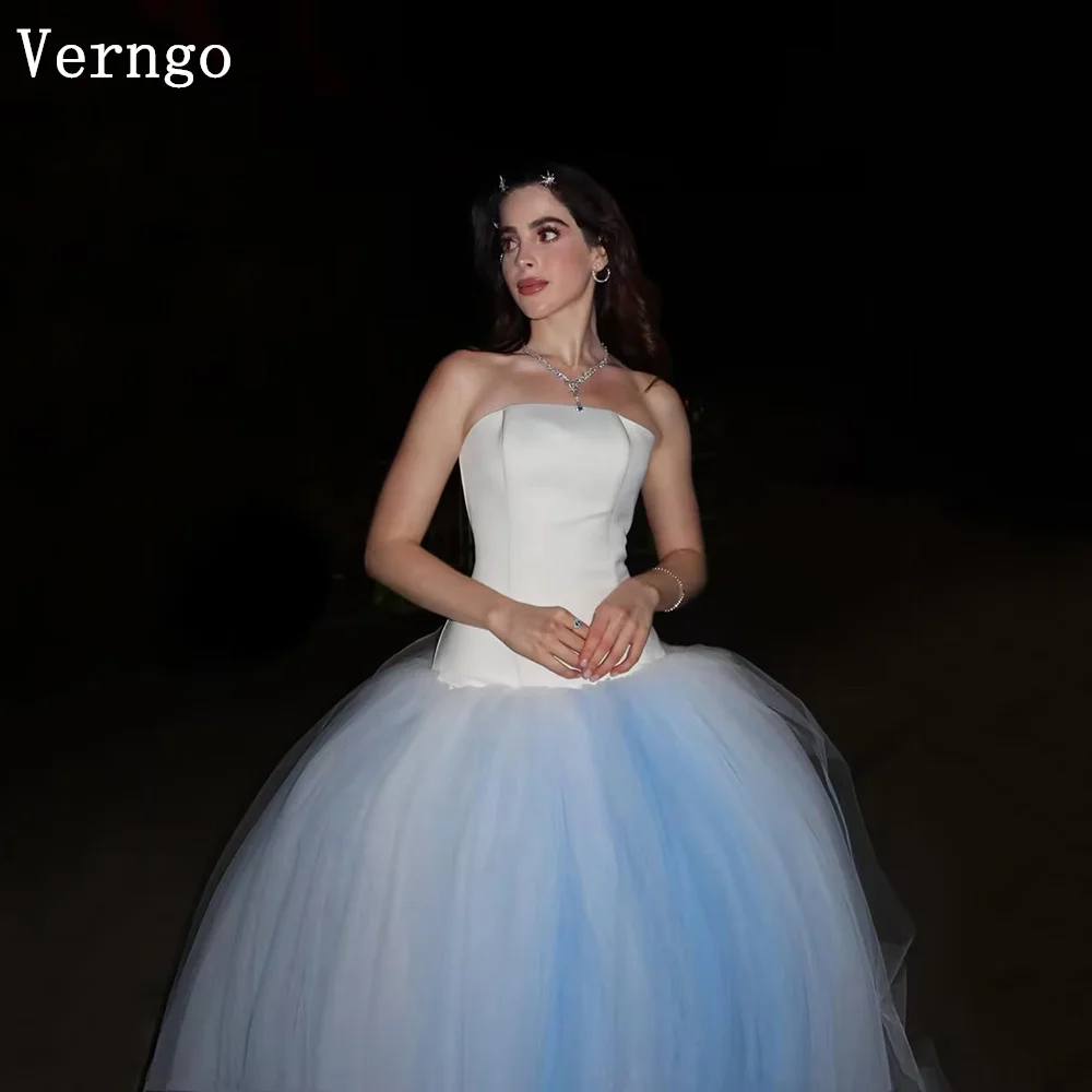 

Verngo Elegant Tulle Evening Dress Strapless A Line Ball Gown Maxi Celebrity Princess Formal Occasion Dress Customized