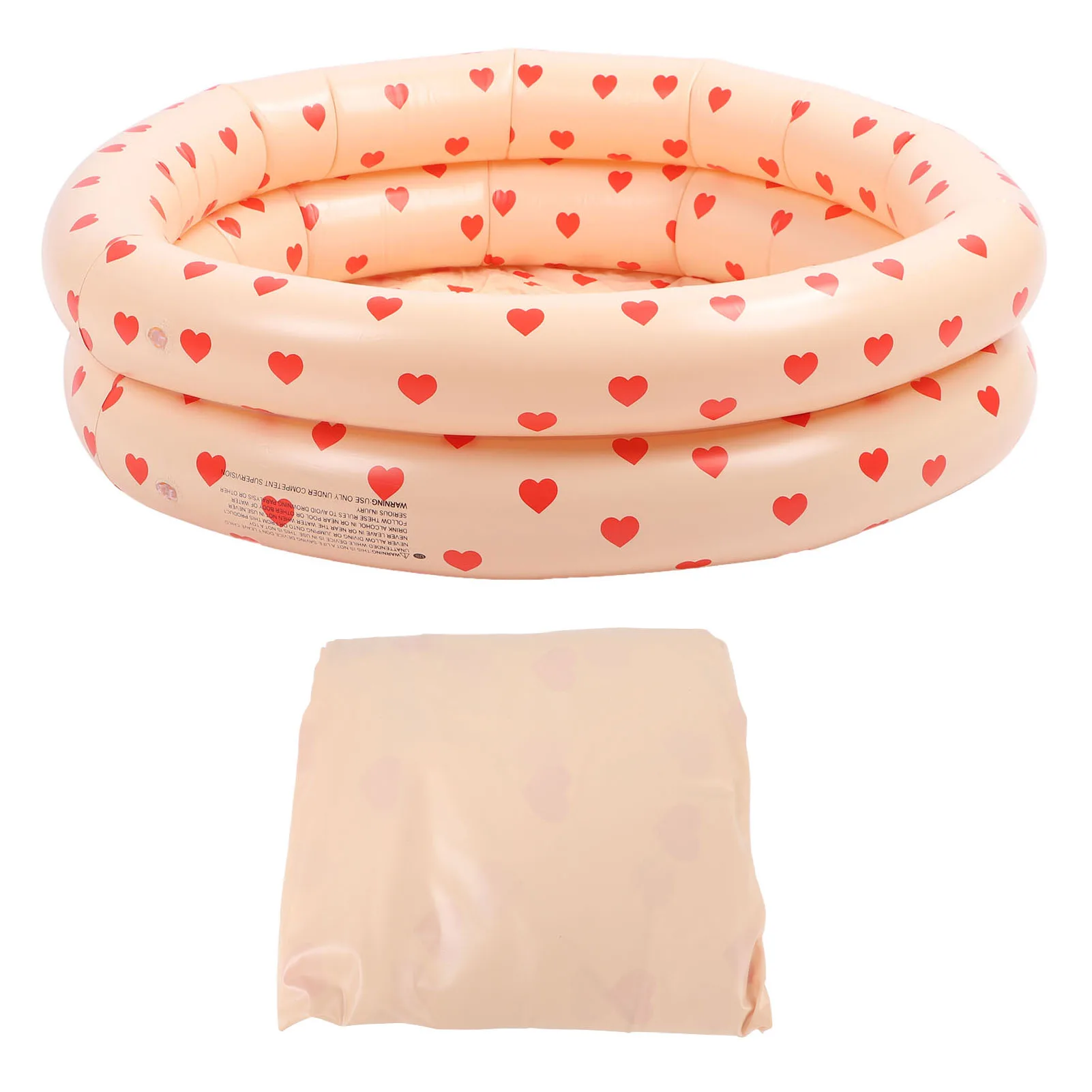 

Round Inflatable Swimming Pool Round Inflatable Swimming Pool Vintage Heart Pattern Thicken Kids Paddling Pool for Indoor Pink