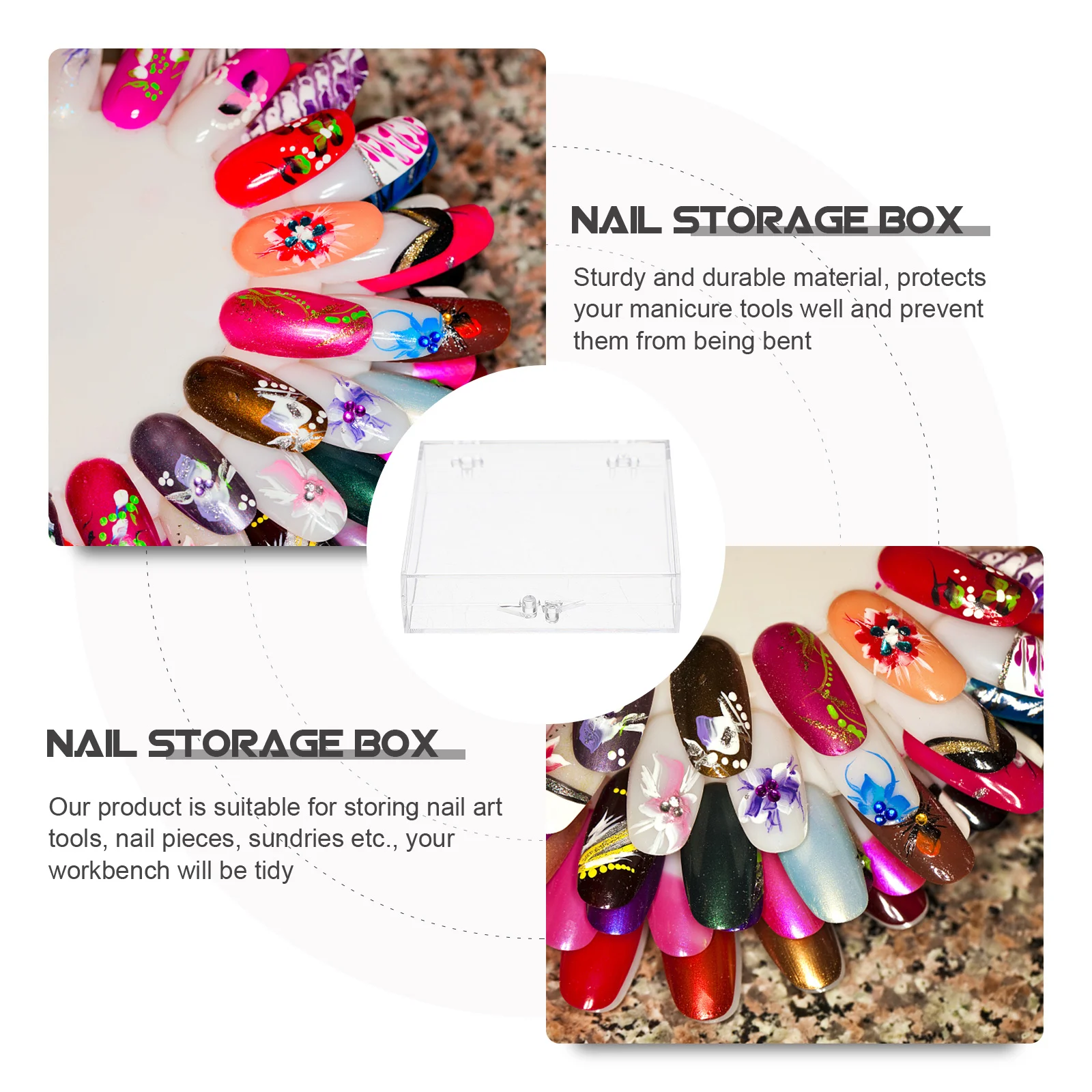 

12Pcs Artificial Nails Case Transparent Lid Durable Lightweight Storage Solution Nail Pieces Box Nail Pieces Case