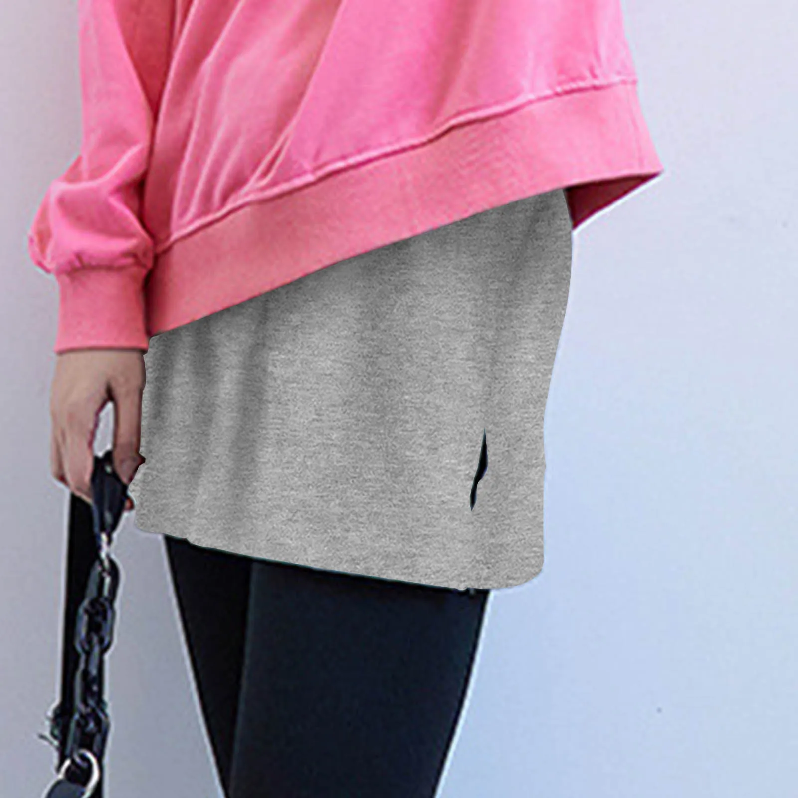 

Hem Skirt Base Female Sweatshirt Short Skirt In Fake Shirt Tail All- Skirt Detachable Solid High Waist Casual A-Line Underskirt