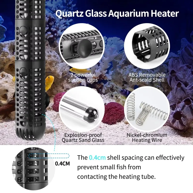 Automatic stop fish tank adjustable heating rod aquarium accessories heater