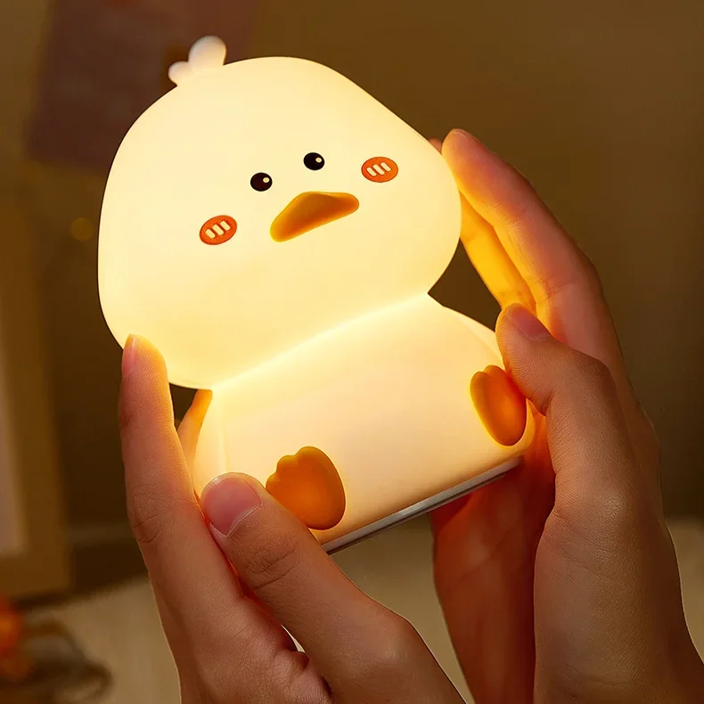 

Cute Duck Night Light Fun And Creative Silicone LED Light USB Charging Remote Control Colorful Patting Light Children'S Gift