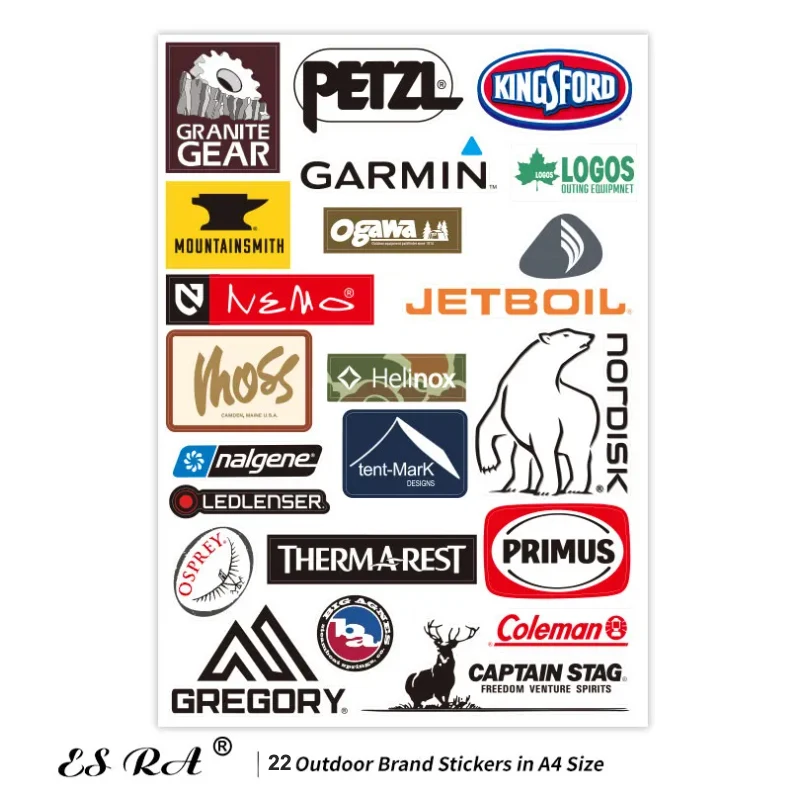 22 Pcs Outdoor Adventure Skis Camping Decals Car Waterproof Stickers Vinyl Glossy Pegatinas for Luggage Skis Helmets Motorcycle