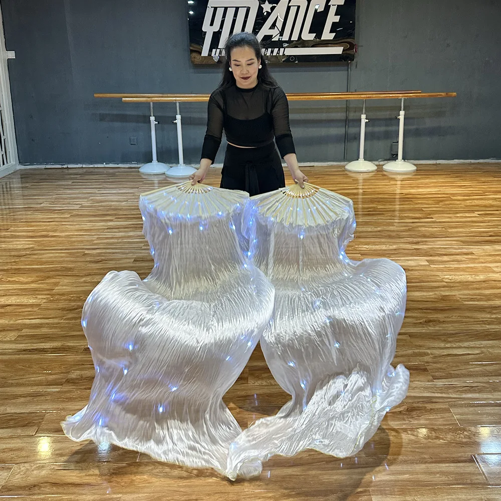 

100% шелковая вуаль для танца живота со светодиодной подсветкой, 180 см, длинная шелковая вуаль с подсветкой, автоматическая блестящая клубная карнавальная вуаль Hollween