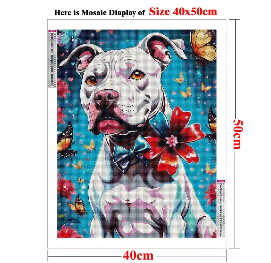 5D Diamond Art Painting Kits American Pitbull Needlework Diamond Embroidery Staffordshire Bull Terrier Picture of Rhinestones