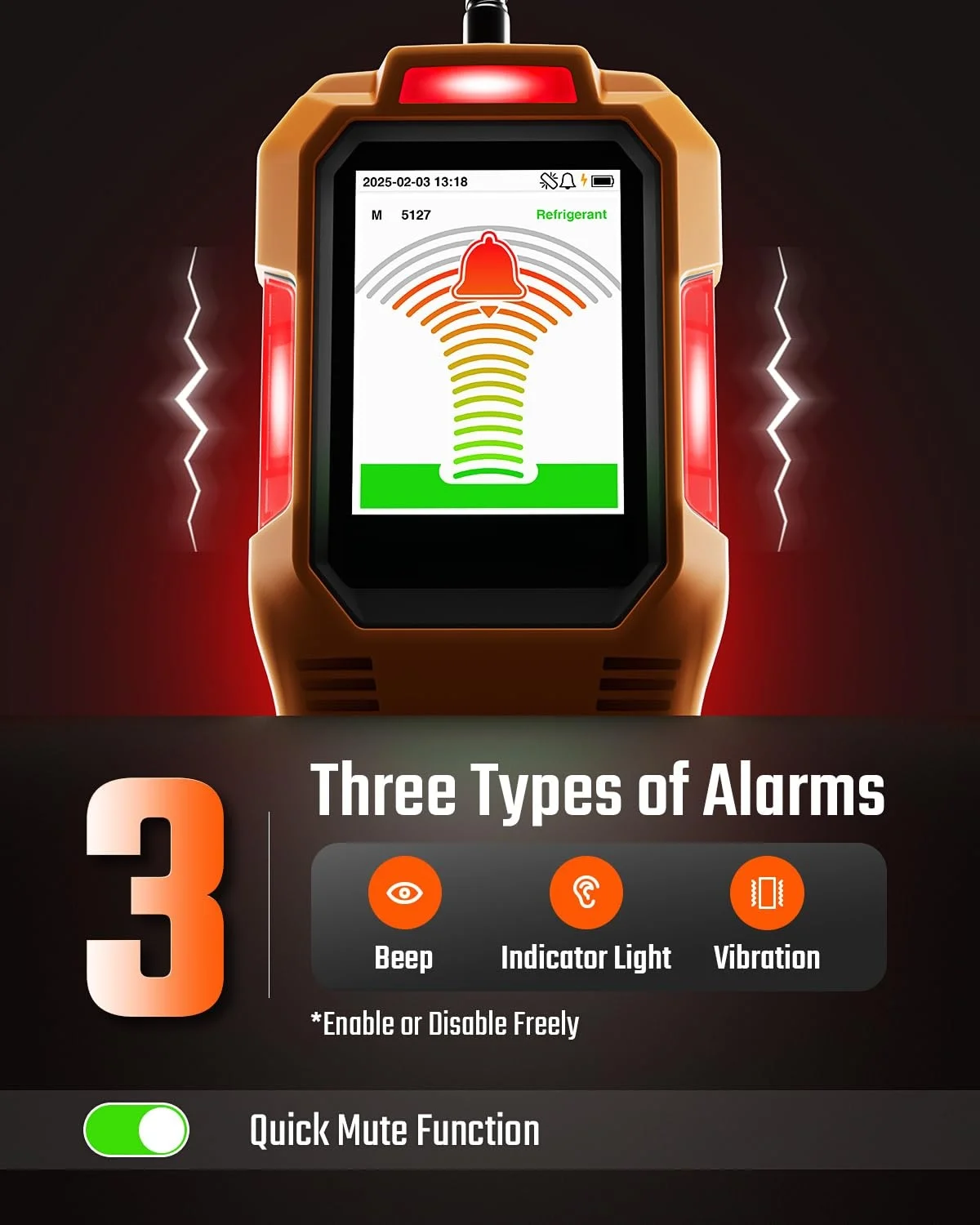냉매 누출 감지기 HVAC 프레온 누출 감지기 3가지 모드 알람 에어컨 감지기 CFCs HCFCs HFCs HFOs HCs용