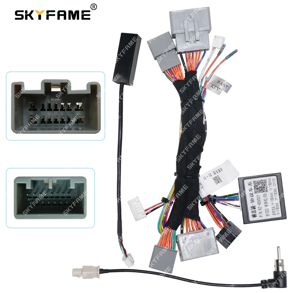 SKYFAME Car 16pin Wiring Harness Adapter Canbus Box Decoder Android Radio Power Cable For Volvo S60 XC60 V60